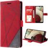 Protective Case - BOOLING - for Samsung Galaxy A12 - Red Synthetic Leather - Shockproof - Built-in Stand