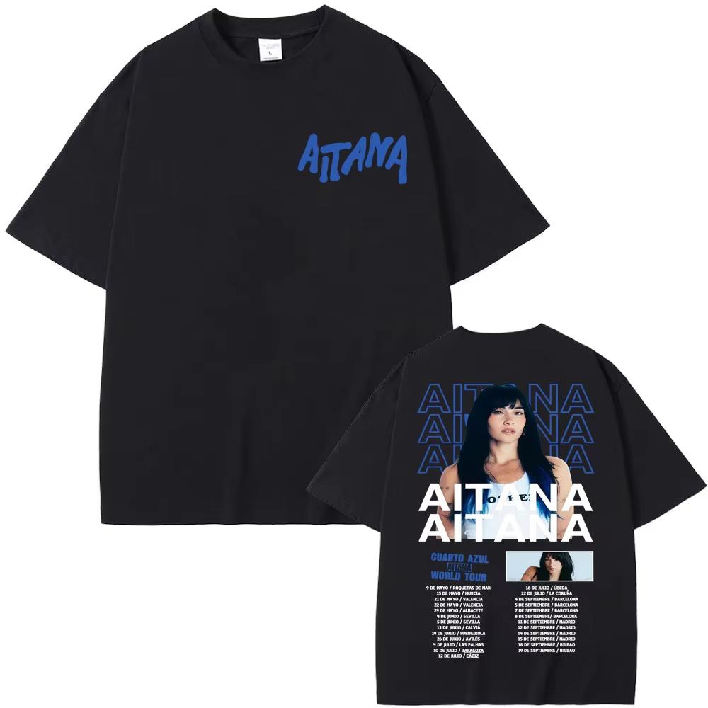 Singer Aitana Cuarto Azul World Tour Graphic T Shirt Unisex Women Fashion Aesthetic High Street T Shirts Casual Cotton Tshirt