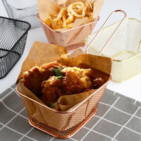 Pommes Frites Servierkorb Mini Pommes Frites Frittierkörbe Edelstahl Lebensmittelpräsentation Sieb Ergonomischer Griff Fritteusenzubehör
