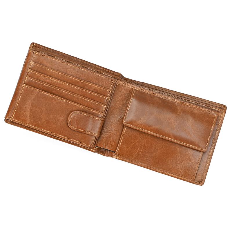 Fashion Men's Short Wallet Genuine Leather Handmade Leather Short Purse For Man Male Cowhide Small Purse For Men Card Holder