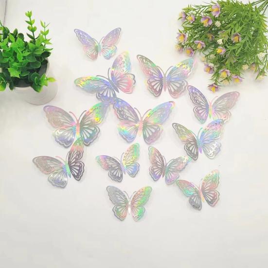 12 Bucăți Decor Perete Fluture 3D 3 Mărimi Decalcomane Perete Fluture pentru Decor Perete Cameră Autocolante Autoadezive Amovibile pentru Petrecere Celebrare Tort