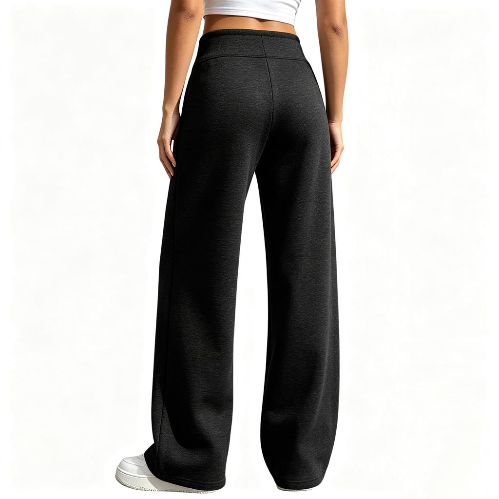 Casual Dames High Waist Wijde Pijp Stretchy Joggingbroek met Zakken voor Training en