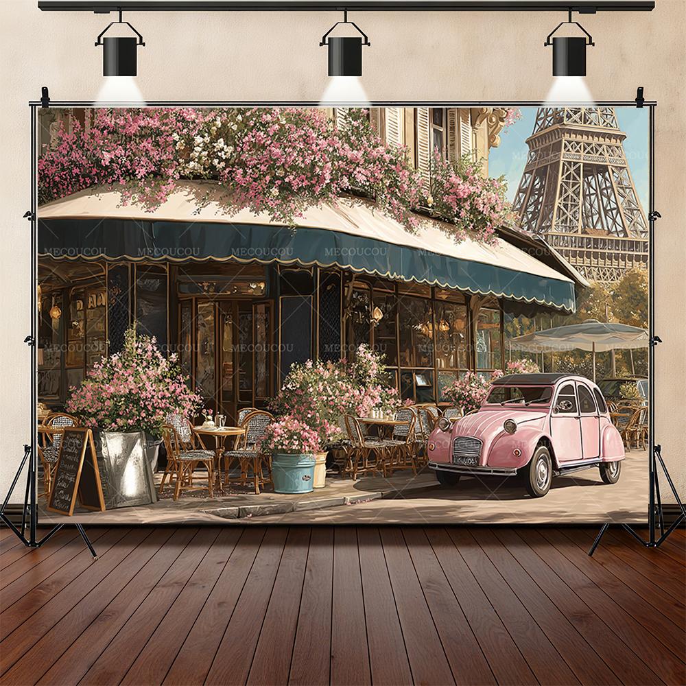 Romantic Flower Shop Street Corner Theme Background Birthday Party Decoration Photo Studio Shooting Props Sofa Bedsidebackground