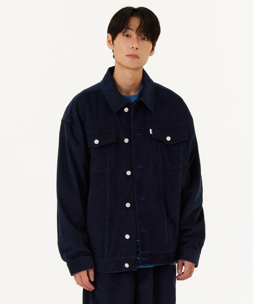 Mark Gonzales Relaxed Corduroy Trucker Jacket - D/Navy
