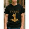 European Size Men'S Funny Thumbs Up Graphic T-Shirt - with Print, Breathable Loose Fit Casual Short Sleeve Round Neck Tee for Casual Attire All-Season