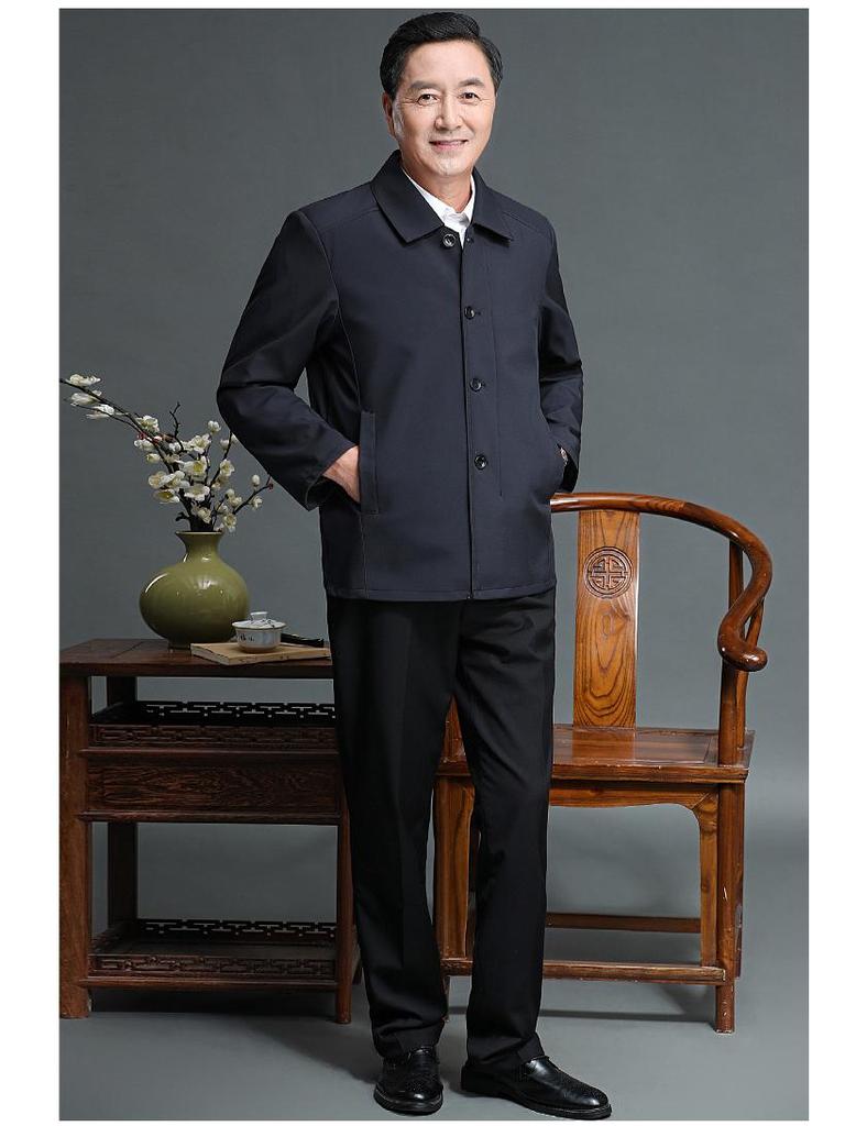 Chaqueta acolchada de algodón para hombre para papá: Camisa de Botones para Primavera y Otoño para Personas de Mediana Edad y Mayores