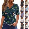 Women's T Shirt Tee Print Button Short Sleeve Daily Weekend Fashion Basic V- Neck Regular Top