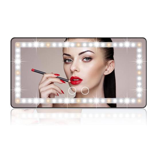 LED Mirror Car Sun Visor Accessories Dimmable Rechargeable Easy To Install Universal Lighted Rear View Mirror Vanity Makeup Mirror