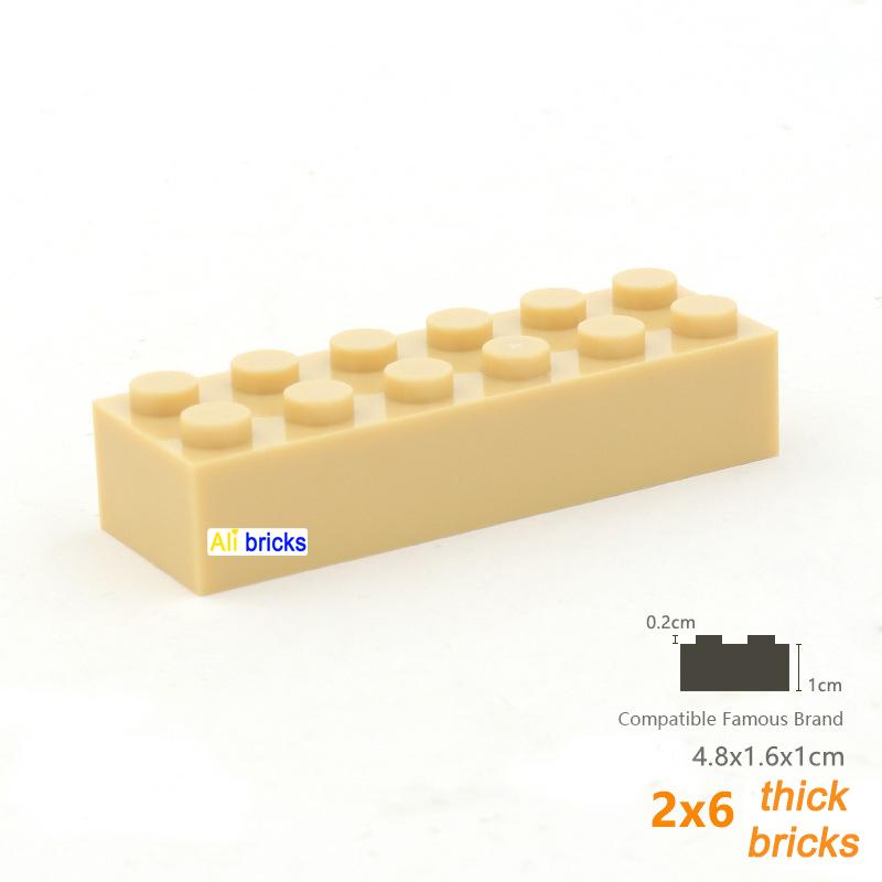 Non-Toxic 200Pcs 2X6 Dot Bulk Building Blocks Thick Figures Bricks Educational Creative Size Compatible With 2456 Plastic Toy For Children