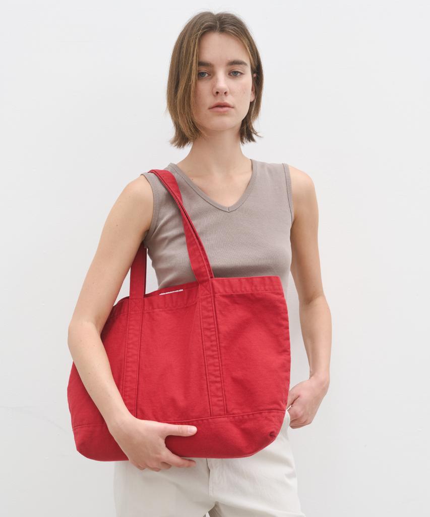 Poszer Canvas Washed Tote Bag (Red)