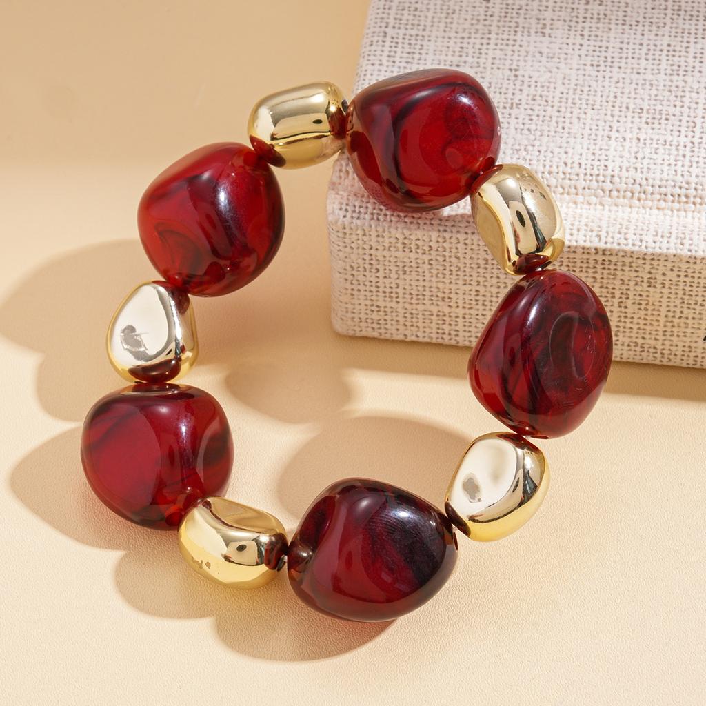 European and American Acrylic Smudged Irregular Geometric Beaded Necklace Retro Ethnic Style Niche High-end Necklace Set