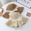 New Summer Beach Hat For Women Popular Wide Brim Straw Bucket Hat With Lace Butterfly Female Outdoor Sunscreen Cap Party Gift