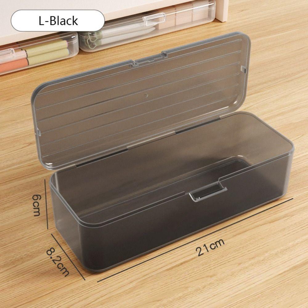 Multi-functional Plastic Storage Box Transparent Stackable Pen Box Large-capacity Pencil Case Students