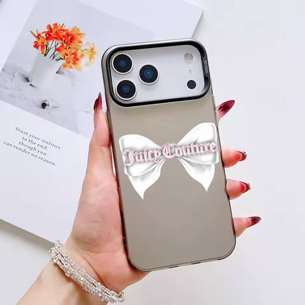 Custodia per Telefono Juicy Couture Colore Guscio Argentato Per IPhone 17 16 15 14 13 12 11 Pro Max Plus