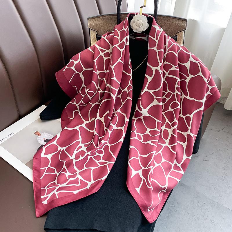 Fashion Luxury Women Scarf Silk Square Crack Print Fashion Design Hijabs Female Neckerchief Scarves Wrap Headband Bandana