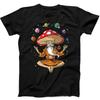 Magic Mushroom Buddha Yoga Planets Solar Cool Gift Tee Black T Shirt 117