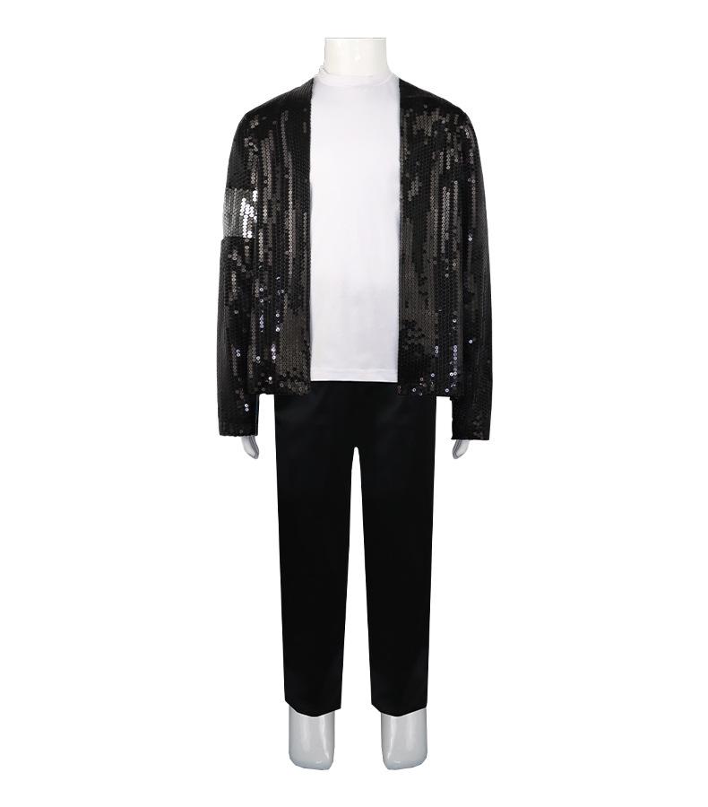 Michael Jackson Unisex Bühnen-Paillettenkostüm für Kinder und Erwachsene