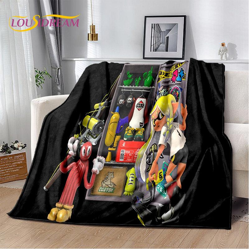 Spellen, Splatoon, Cartoon Zachte Pluche Deken, Flanellen Deken Deken voor Woonkamer Slaapkamer Bed Bank Picknickhoes Bettdecke