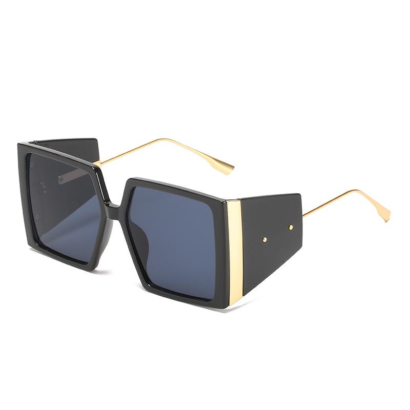 Square Sunglasses, Trendy Large-Frame Glasses Of The Same Style, Personalized Rice Nails, Metal Sunglasses For Women