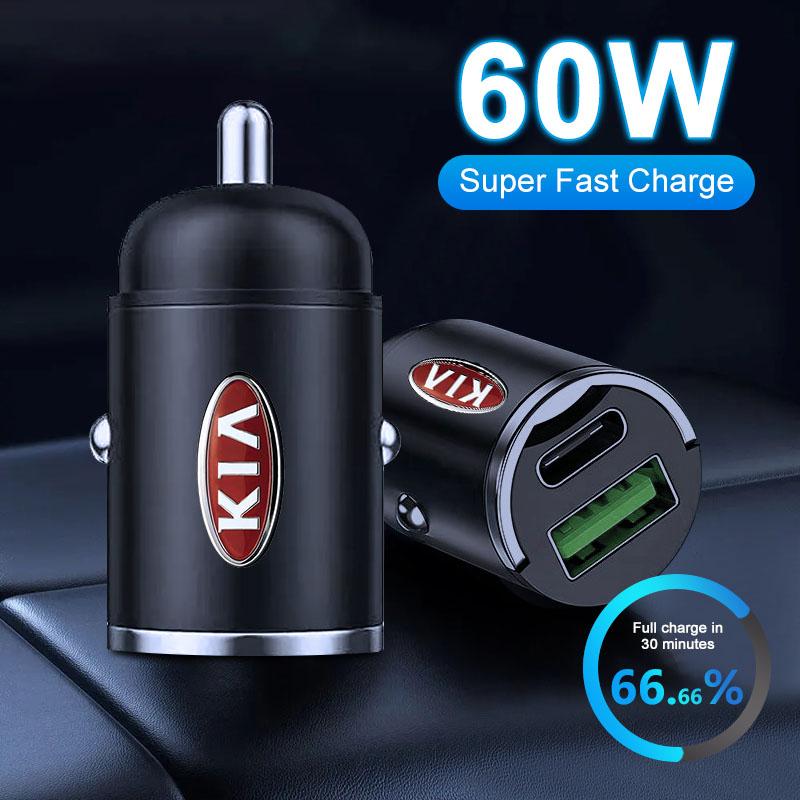 Car Accessories 1Pcs Car Charger USB Type-C Fast Charging Adapter For Kia Rio Ceed Sportage Cerato Soul Sorento K2 K5 Flip