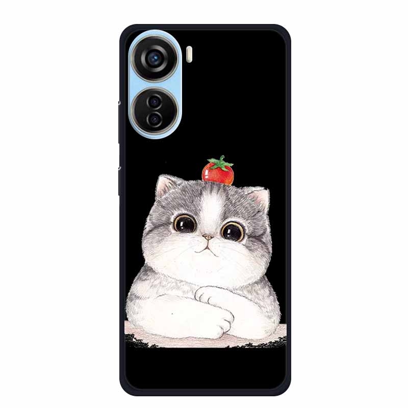 Black Silicone Case For ZTE Blade V50 Design 5G Libero 5G IV V41 Vita Axon 40 lite Phone Case Cartoon Cat Soft Back Cover Coque