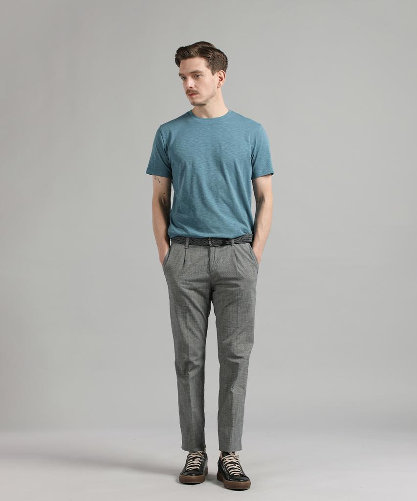 PANICALE Gray Micro Pattern Cotton Blend Pants