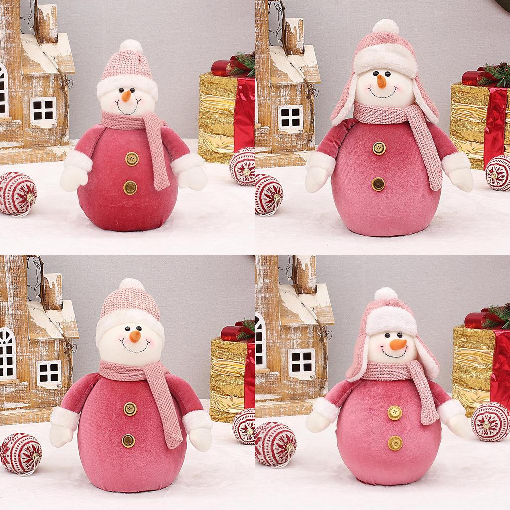 Kerst Nieuwe Aankomst Roze Gebreide Muts Sneeuwpop Pluche Speelgoed Decoratie