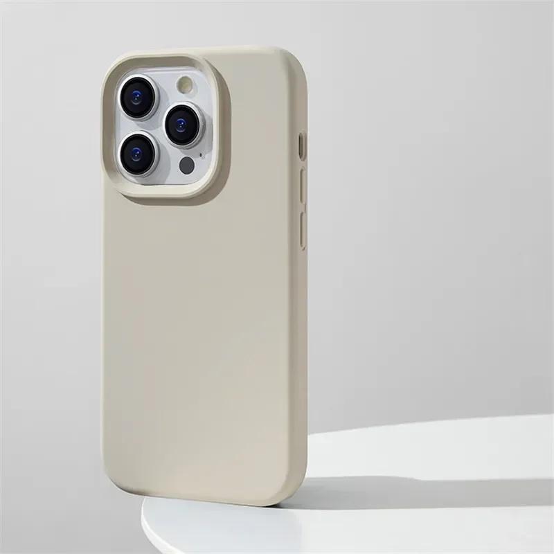 Capa de silicone líquido original de luxo para iPhone 16, bolsa de lentes, Apple 15, 14, 13, 12 pro max, capa macia à prova de choque