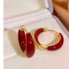 Exquisite Circle Enamel Hoop Earrings Jewelry Accessories Solid Color Dripping Oil Earring Alloy Hoop Ear Buckle Gift