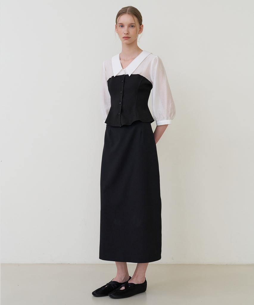Bye Bye Seop Back Slit Skirt Black [T61]