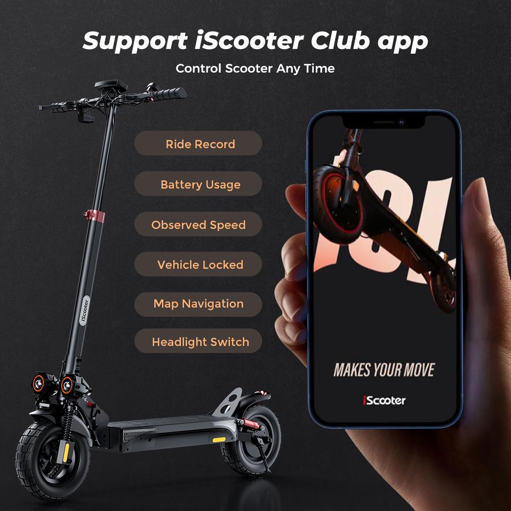 iScooter IX4 Elektroroller 800W Motor 15Ah Akku 10'' Geländereifen Doppelte Federung Max. Geschwindigkeit 25 km/h 40-45 km Reichweite Elektroroller für Erwachsene