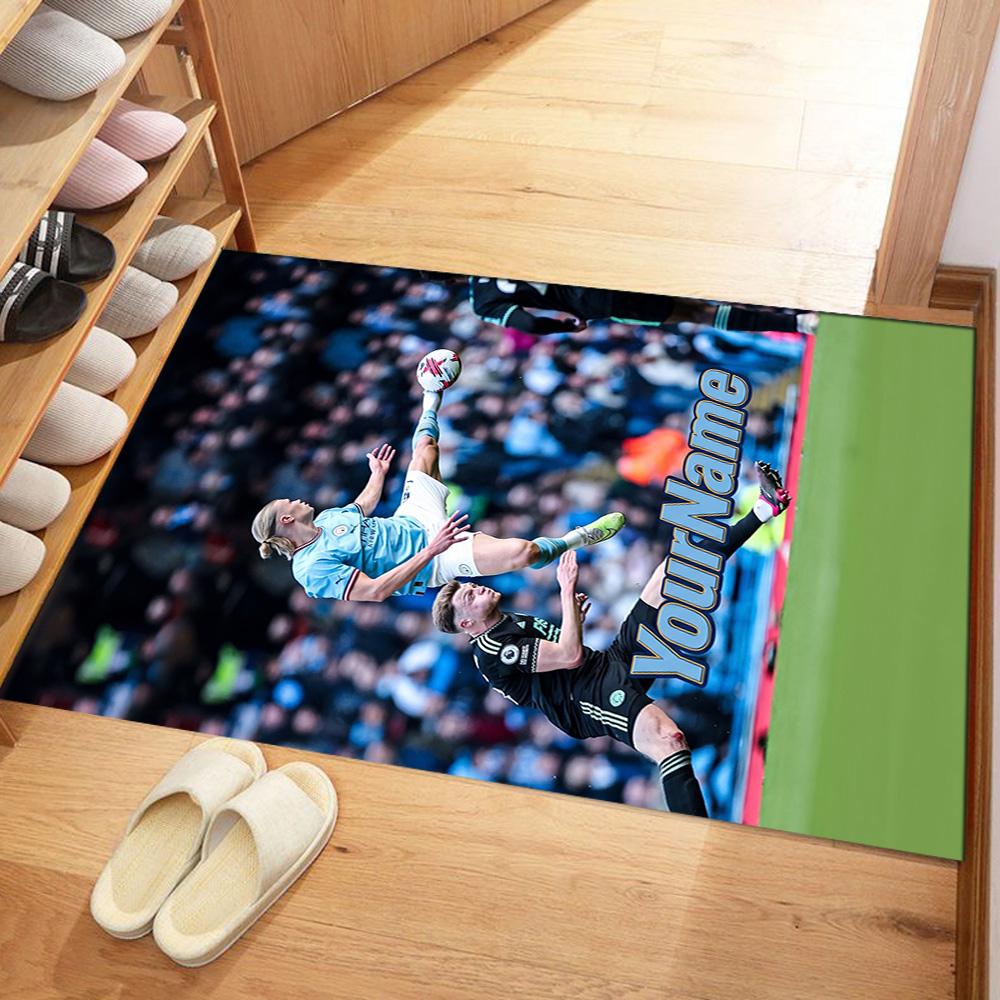Haaland 54 Personalized Text Floor Mat Design for Entryway Dining Room Game Room Hallway Antislip Carpet Office Home Decor