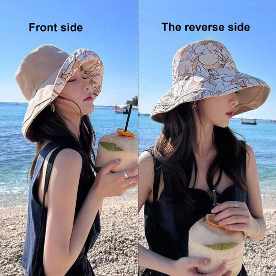Klobouk Bucket Hat Oboustranný Nositelný Rybářský Klobouk s Velkým Krempem Vestavěný Měkký Ocelový Drát Nastavitelná Větruodolná Šňůrka Klobouk Chránící Před Sluncem