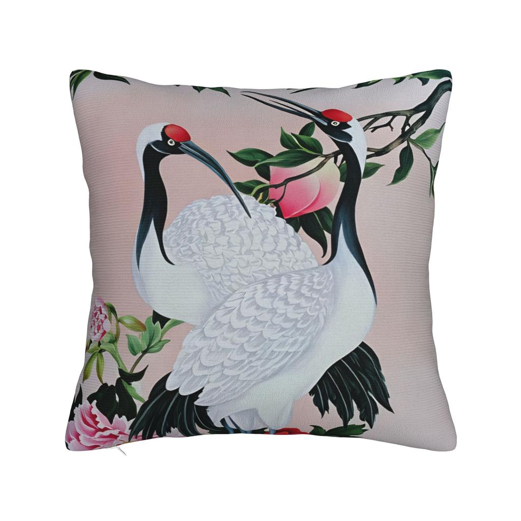 Pillow Cover Chinese Style Crane Funny Pillow Case For Sofa Home Decor Pillowcases