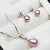 Real Natural Freshwater Pearl Necklace and Earrings Set Woman,Trendy 925 Silver Pearl Jewelry Set Mother's Day Gift White