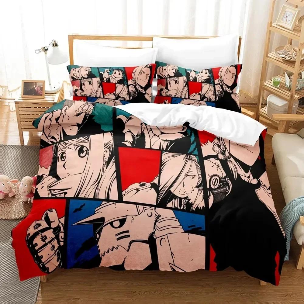 3D Print Anime Fullmetal Alchemist Bedding Set Bedroom Soft Modern Bedspreads Comefortable Duvet Cover Quilt Cover Pillowcase