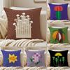 Simple Flower Art Cushion Cover Silky Short Plush Double-Sided Printed Pillow Case for Sofa All Seasons Home Decor Gift