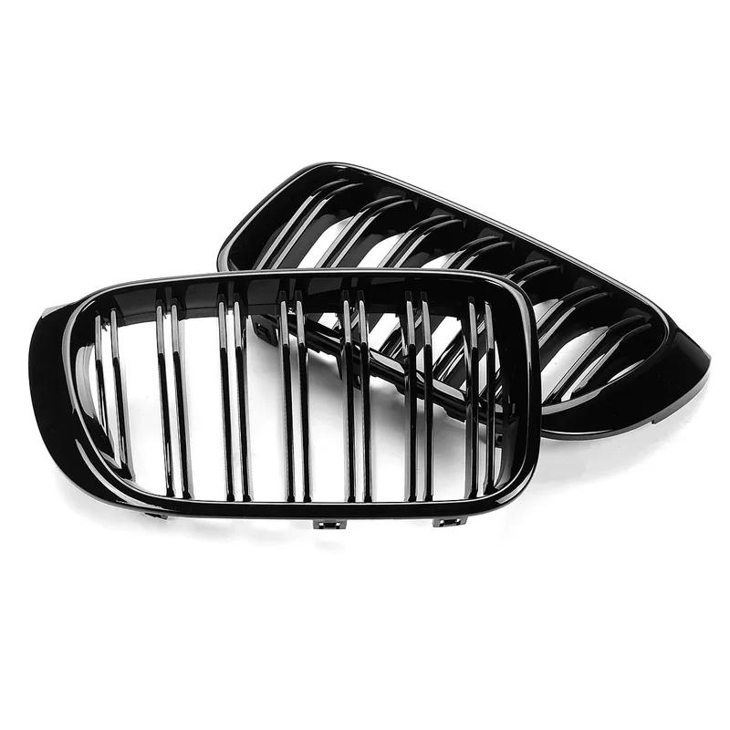 Glossy Black Front Kidney Double Line Grille Replacement For BMW X3 X4 F25 F26 2014-2017 Racing Grills Grilles Car Accessories