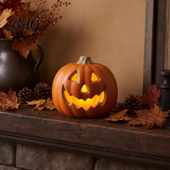 Halloween-Dekoration für drinnen LED-Kürbis-Laterne, Grusliges Gesicht Leuchtende Kunststoff Kreative Dekorationslampe, Batteriebetriebenes Tischornament für Heimparty