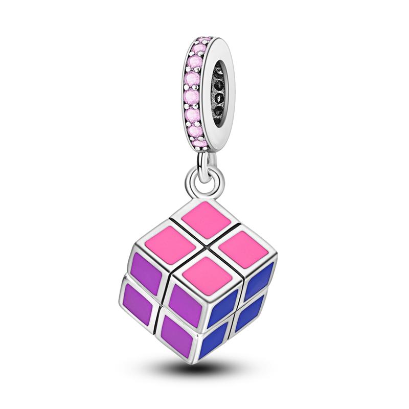 copper Plated Newest Magic Cube Valentines Day Rose Charm Bead Charms Bead Charms Compatible With Authentic Bangle Bracelets Pendants Charm Fine Jewe
