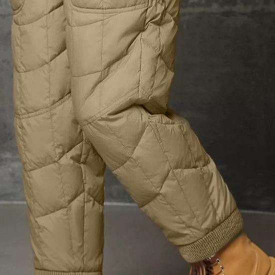 Women Harem Pants Elastic High Waist Lightweight Down Trousers with Large Pockets Thick Warm Quilt Pants
