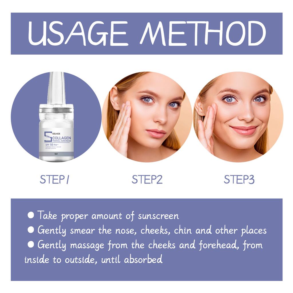 EELHOE Collagen Sunscreen Face Body Skin Care SPF45++ UV Sun Protection Cream Oil-Control Moistens Brightens Skin Pearl Concealer
