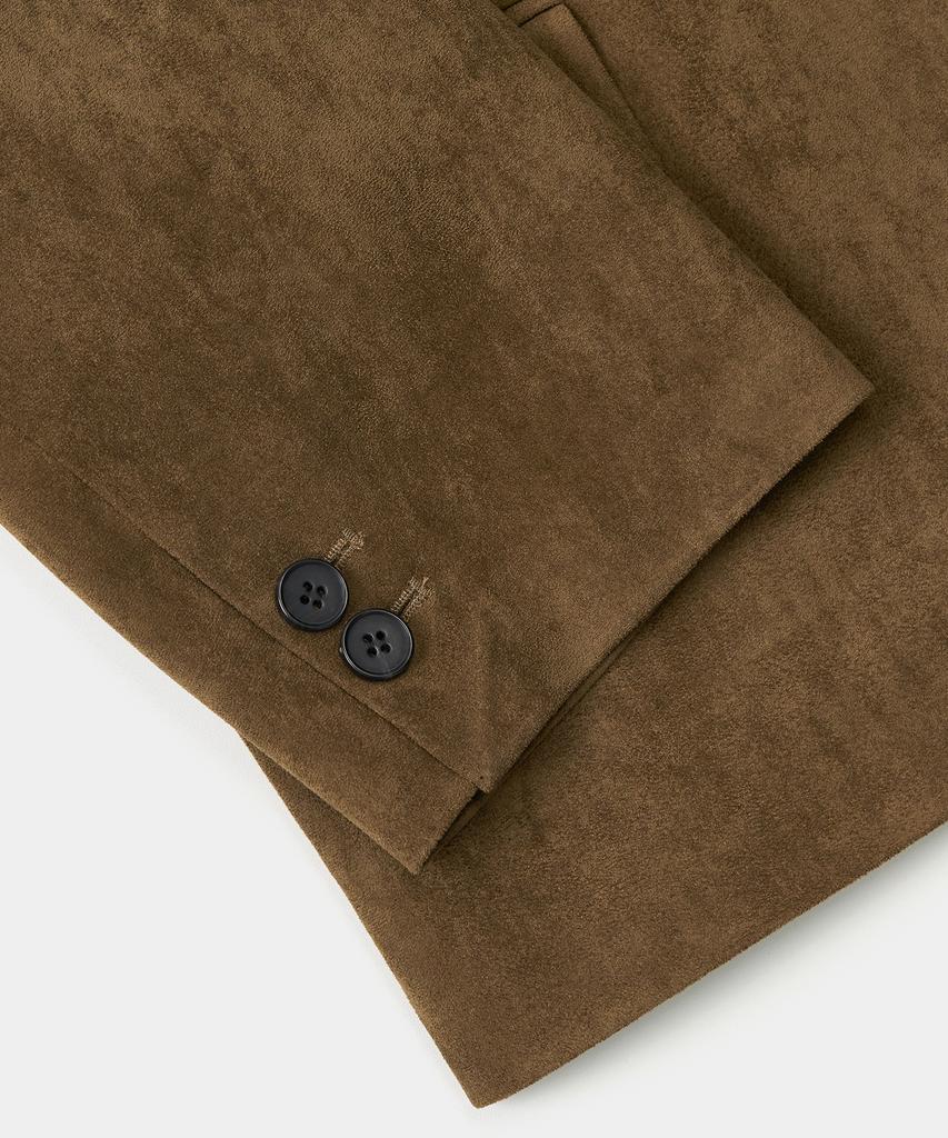 Excontainer Classic Button Suede Blazer (Khaki Brown)