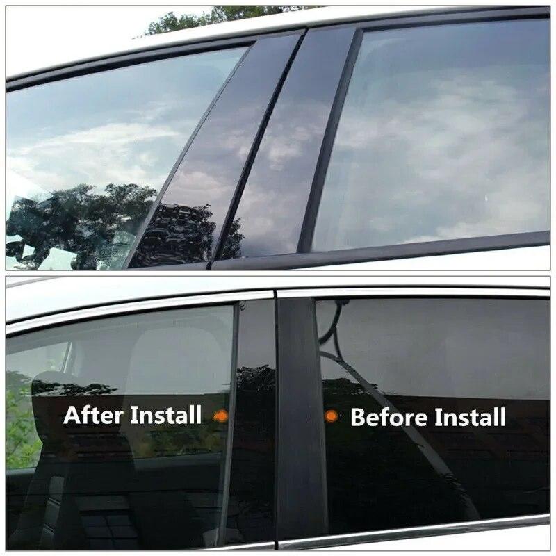 8pcs/set Glossy Piano Black Car Pillar Posts Kits Fit BYD Dolphin 2022 2024 Auto Exterior Door Window Posts Stickers Accessories