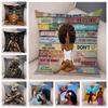 Cartoon Pretty Lady Cushion Cover Black African Girl Pillowcase Decoration Sofa Car Home Pillowcase