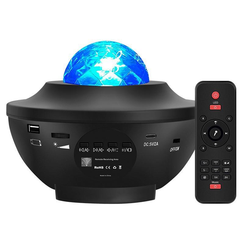 Yatak Odası Atmosferi için Bluetooth Müzikli Uzaktan Kumandalı Dalgalı Yıldızlı Gökyüzü Projeksiyon Lambası Gece Lambası Tam Gökyüzü Yıldız Romantik Lazer Masa Lambası ile