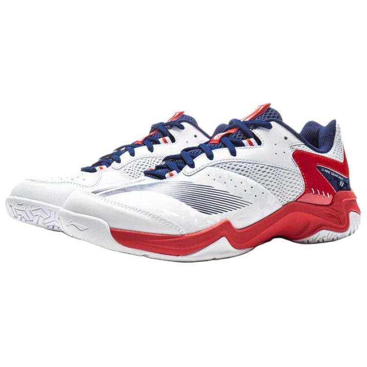 Li Ning Abrasion Resistant Breathable Low Top Badminton Shoes Unisex White Red AYTV015-3