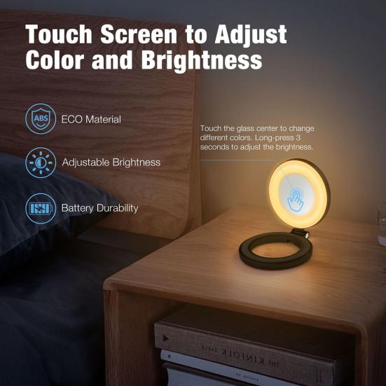 Wiederaufladbares Handy-Ringlicht 180-Grad-Klappdesign Fülllicht mit 3 Modi Einstellbare Helligkeit Magnetisches Selfie-Licht