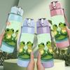 1PC Two Green Pond Frogs 750ml Color Plastic Sports Water Bottle Leakproof Flip Straw Lid For Sports Office Home Use