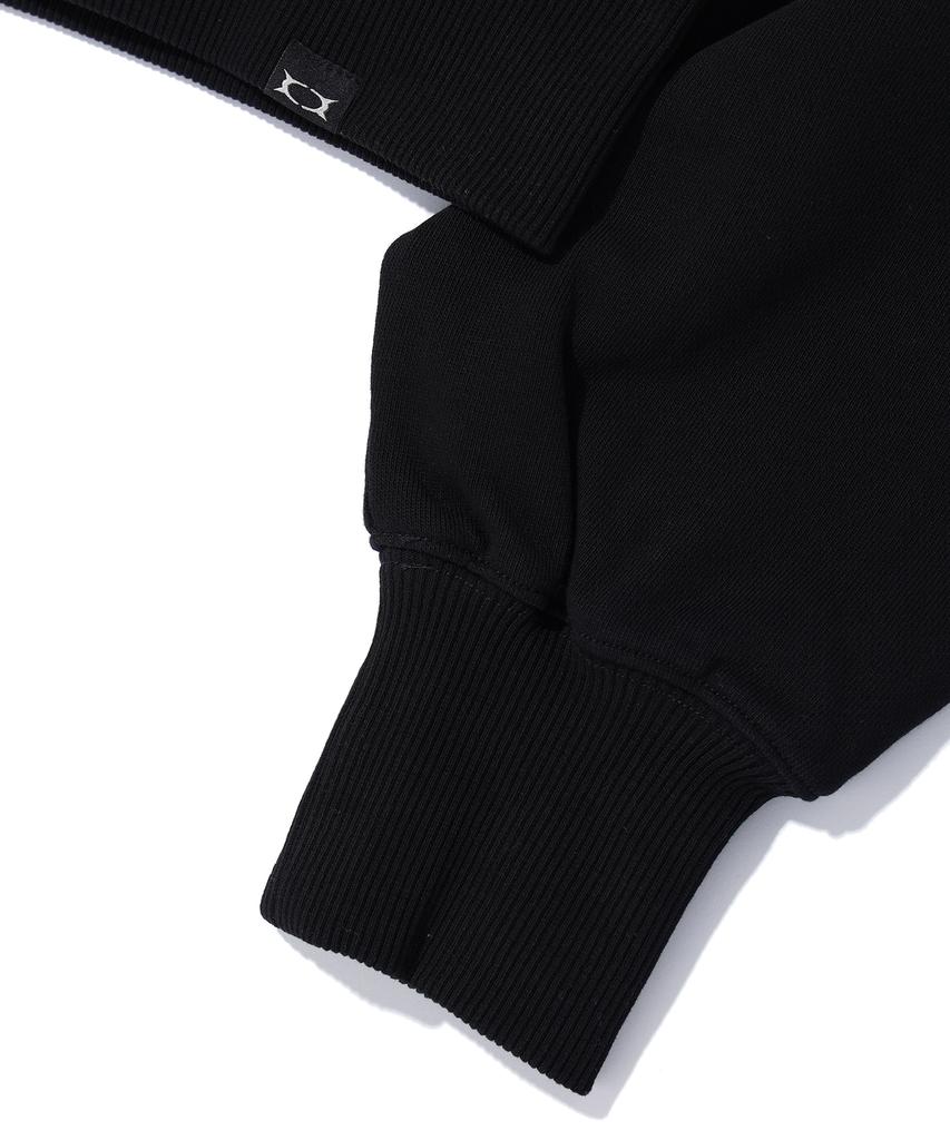 Critic Crop Wormhole Logo Hoodie Zip-Up Black